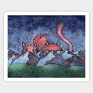 Dragon Cat Watercolor Painting Sticker